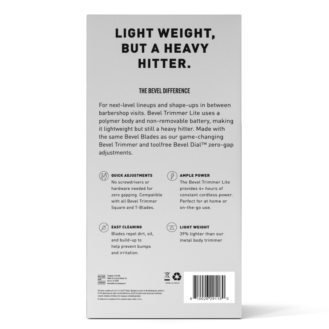 Bevel Trimmer SE Packaging back of box