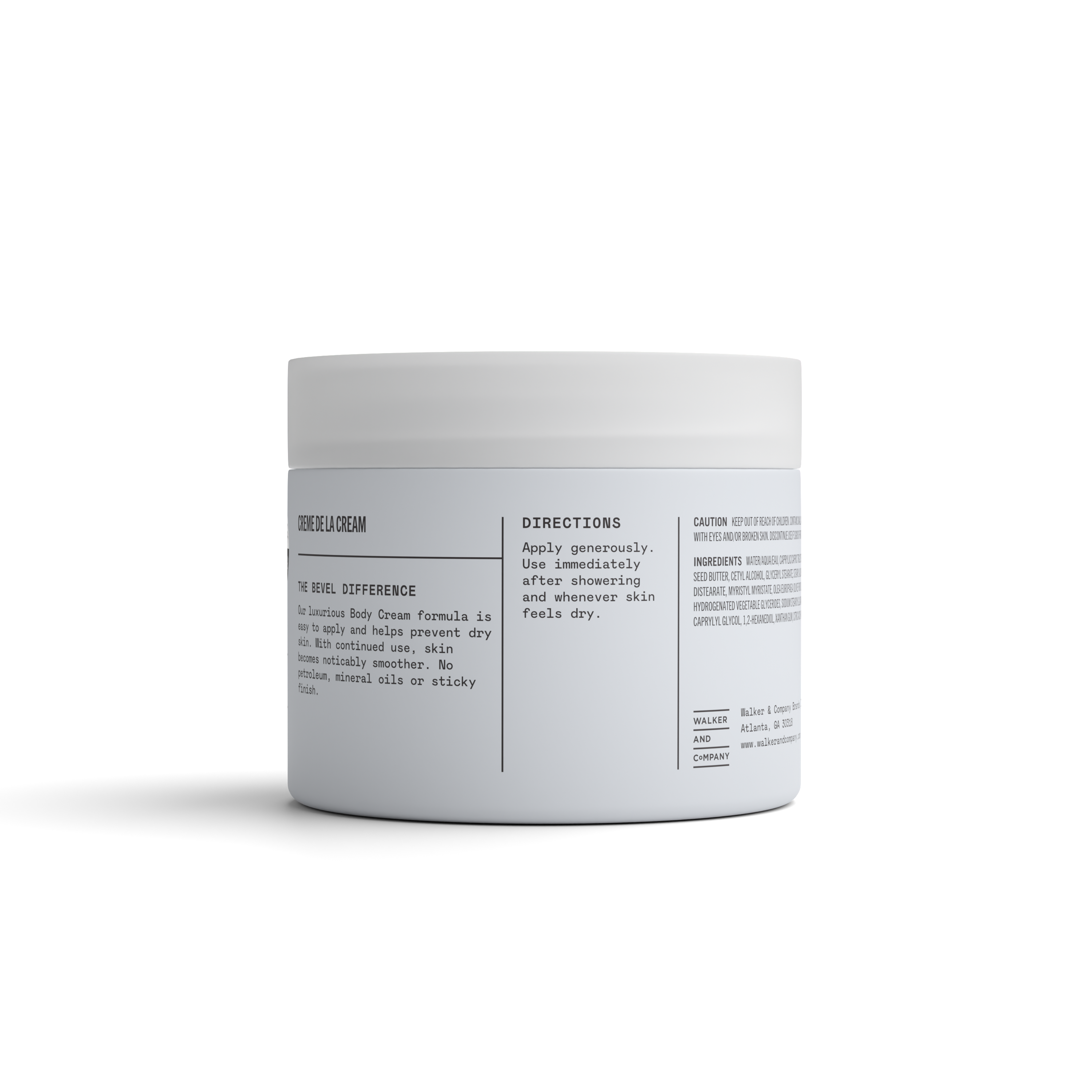 Body cream jar back of packaging image on white background