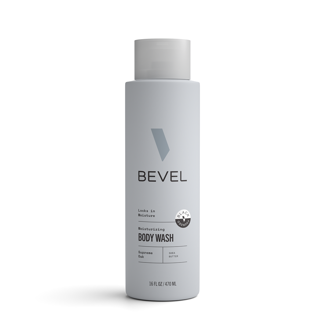 Bevel body wash bottle on a white background