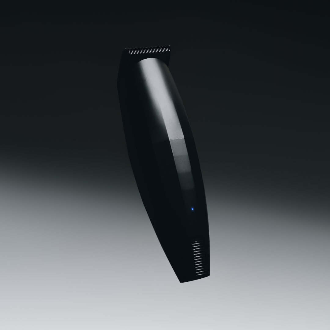 Black hair trimmer on a gradient gray background